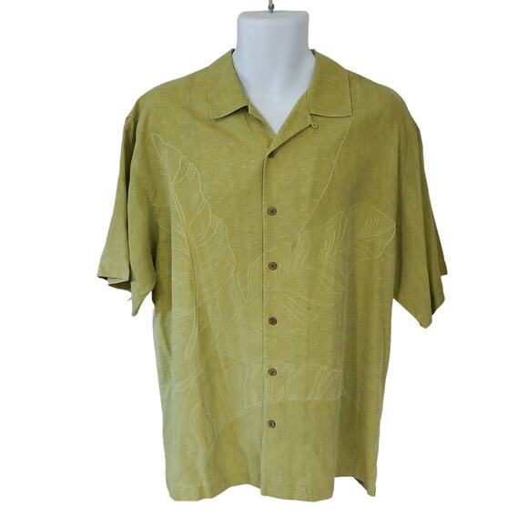 Tommy Bahama Green 100% Silk  Button Down Shirt - Picture 1 of 6